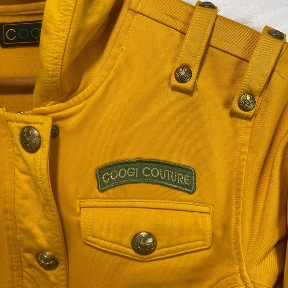 Coogi Couture Womens Military Patch Zip Up Hoodie Yellow Large C121510 - Picture 10 of 12